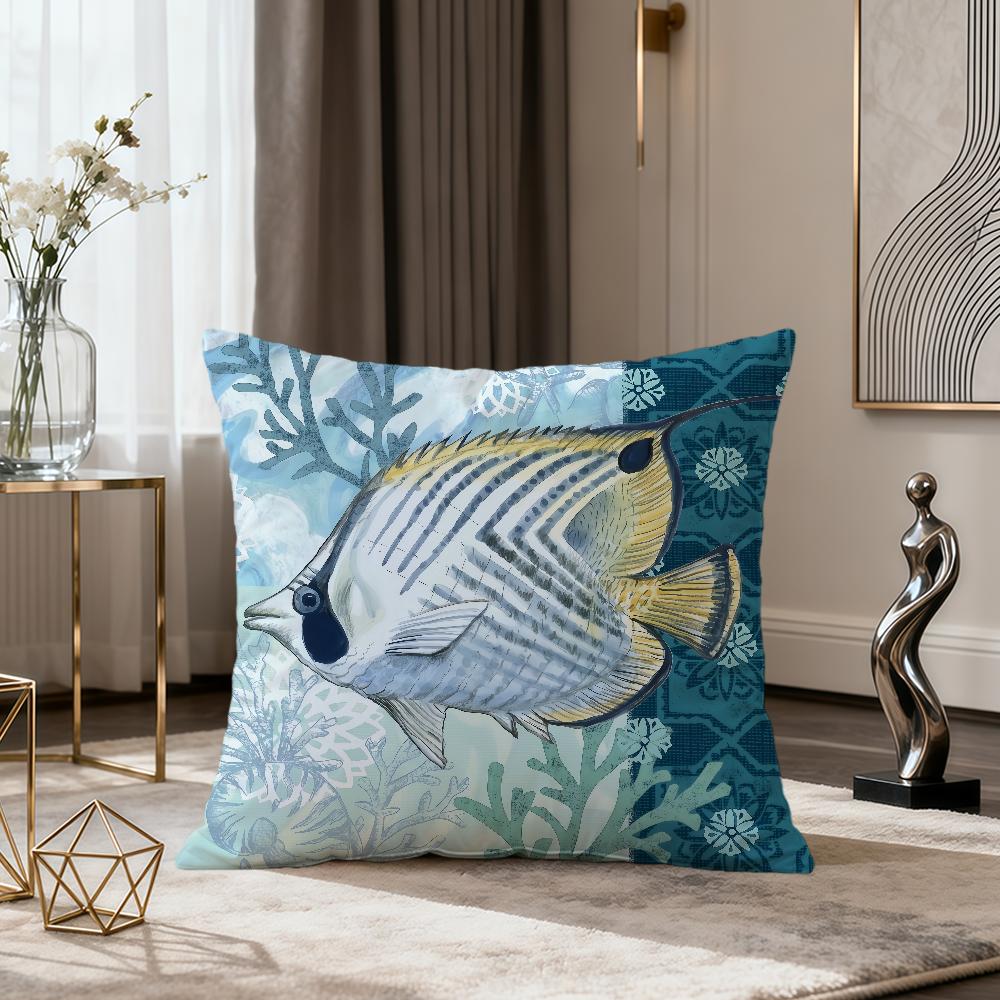 vintage fashion marine life starfish whale seahorse soft Comfort Pillowcase Sofa nap Living Room party Home Decor Pillowcover