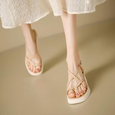 Женские сандалии на танкетке, каблук, римский стиль, открытый носок, женская обувь, платформа, высокое качество, тренд 2025, роскошные, новые, дышащие, модные, VIP