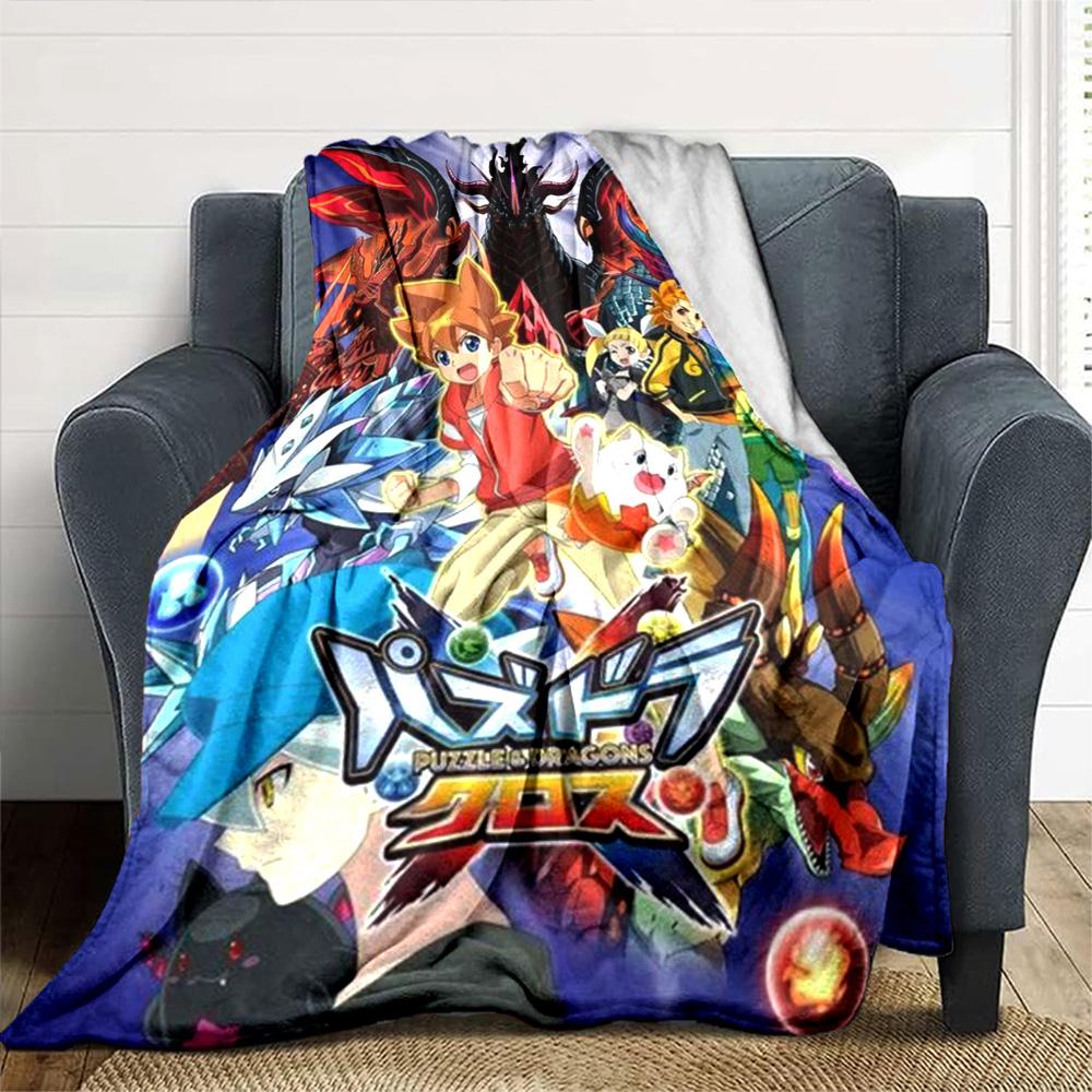 Puzzle & Dragons Print Flannel Blanket High Quality Warm Comfortable Cover for All Seasons Perfect for Gifts Home Decor