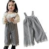 Icyrain Girls Gingham Lace-Hem Salopette Overalls, 80 Cm (Single Item)