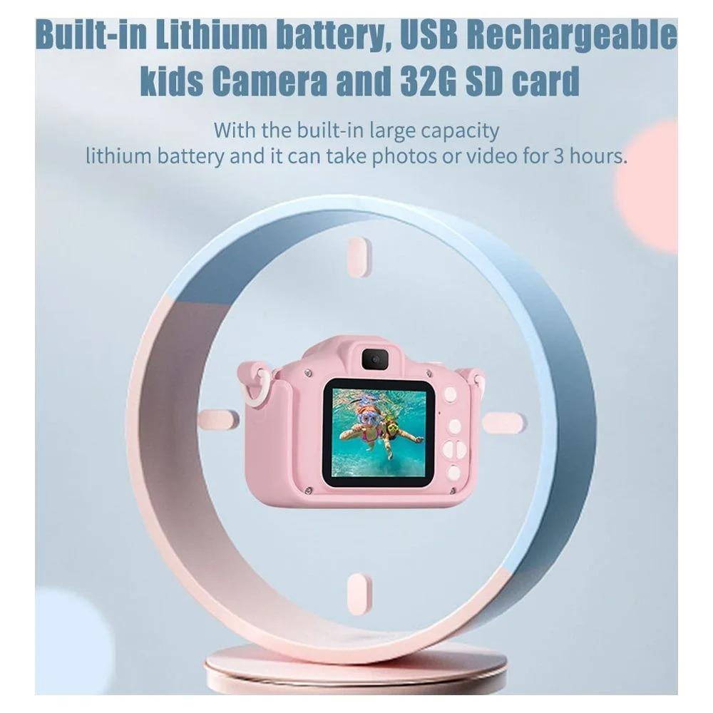 Детская селфи-камера Рождественские подарки на день рождения Девочкам Возраст 3-9 лет 20 МП Цифровые камеры Кошка Китти Портативная игрушка для малышей Девочка 3-8 лет 32 ГБ SD-карта