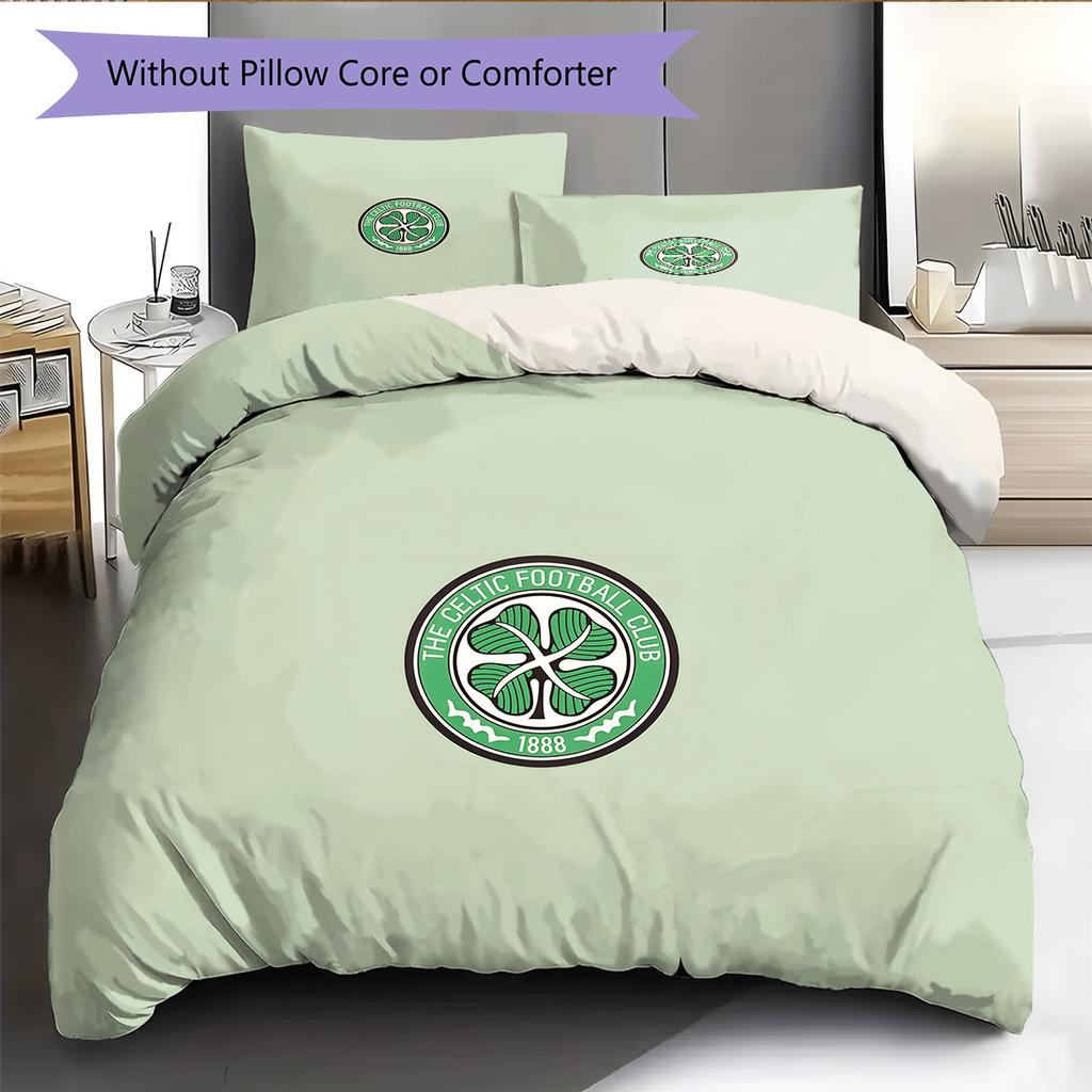 Celtic F.C Pattern Bedding Quilt Set Home Decoration Gift (1 * duvet cover + 2 * pillowcase without core)