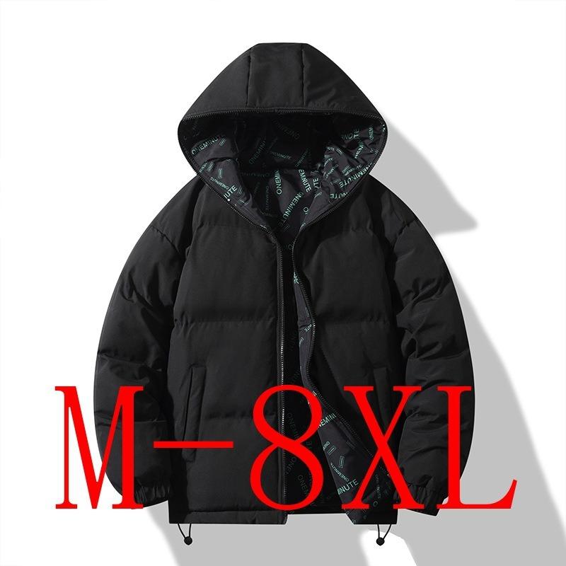 Men Plus Size Reversible Thick Hooded Winter Cotton Jacket Print Coat