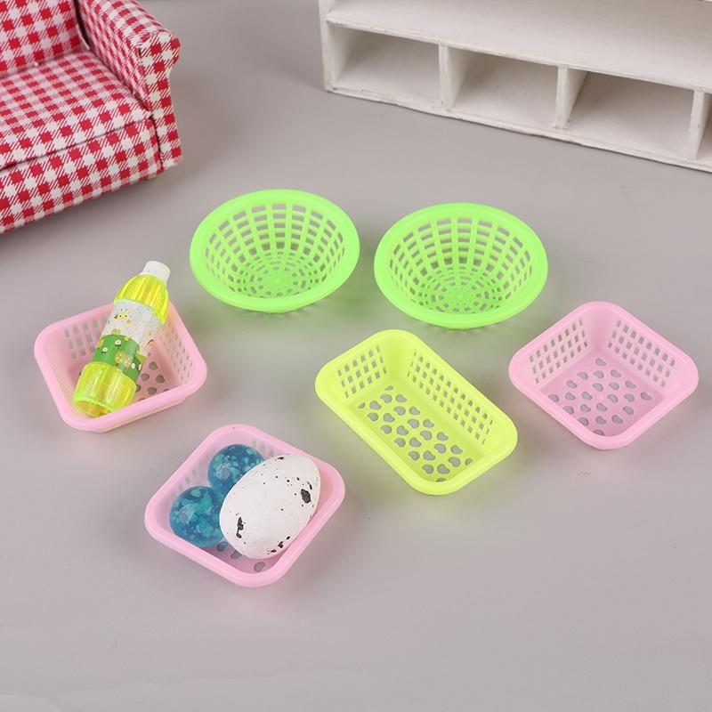 10 шт. 1:12 Миниатюрная корзина для хранения кукольного домика, мытье овощей, фруктов, корзин для еды, декор для кухни, аксессуары для игрушечного кукольного домика