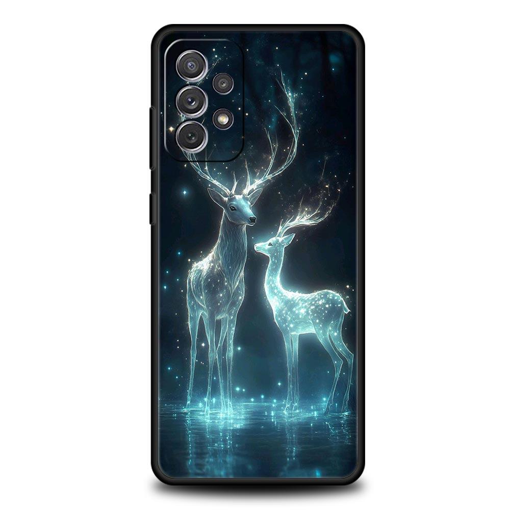 Мультяшный олень Чехол для телефона Samsung Galaxy A55 A35 A15 A14 A13 A25 A54 A51 A71 A72 A73 A32 A52 A41 5G Мягкий ТПУ Чехол Сумки