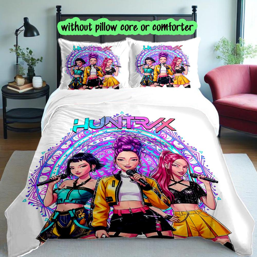 Kpop Duvet Cover Set - 3pcs Polyester Bedding Set with Digital Print, All-Season Cozy Bedroom Accessory