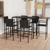 Day and Night - Day and Night Garden Table and High Stools and Cushions 7 Pcs Black PE Rattan