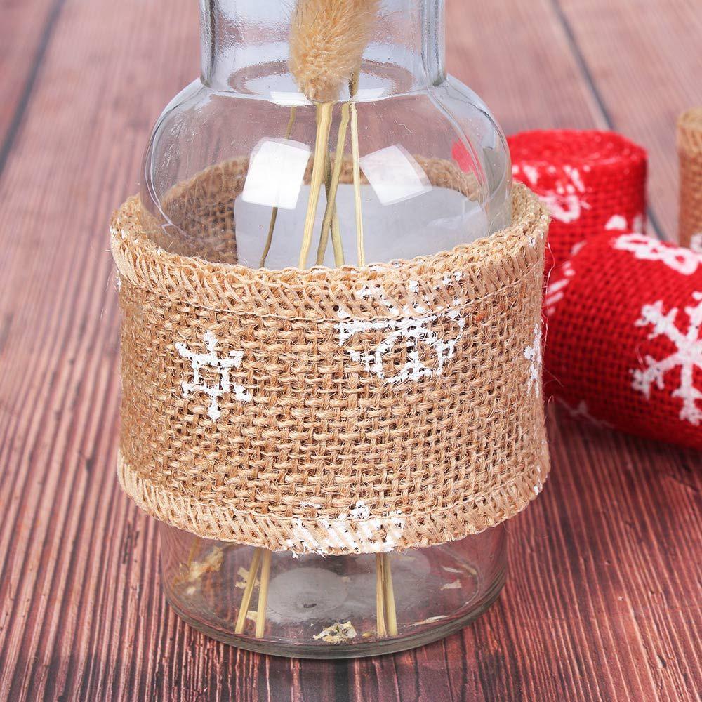 Craft Rustic Vintage Merry Christmas Wedding Snowflake Sisal Trim Snowflake Lace Ribbon Jute Burlap