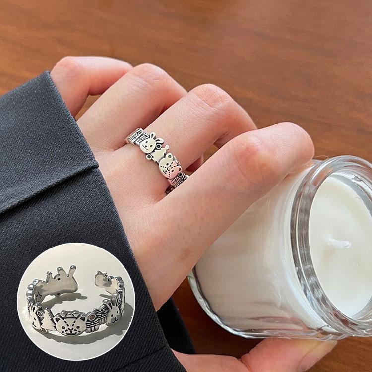 Корейское 3D кольцо в форме сердца: Женское ретро широкое кольцо, модное кольцо на палец с английской буквой, кольцо на указательный палец в стиле хип-хоп.