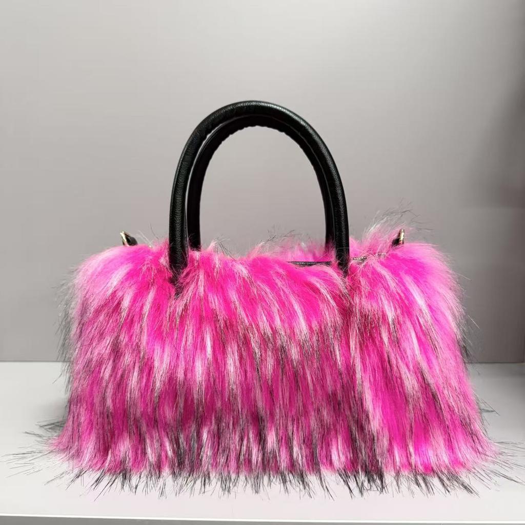 JIAERDI Hot Girl Vintage Plush Tote Bag Women Large Capacity Faux Fur Handbag Fashion Y2k Aesthetics Crossbody Bag Chic 2025 New