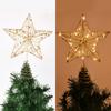 LED Light Christmas Tree Star Topper with Pearl Wire Gold Iron Xmas Tree Ornaments 2025 New Year Home Decoration Natal Noel 2025