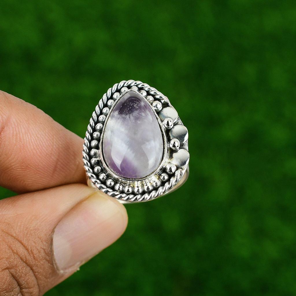 Sterling Silver Chevron Amethyst Stone Daughter Promise Stackable Ring Jewelry