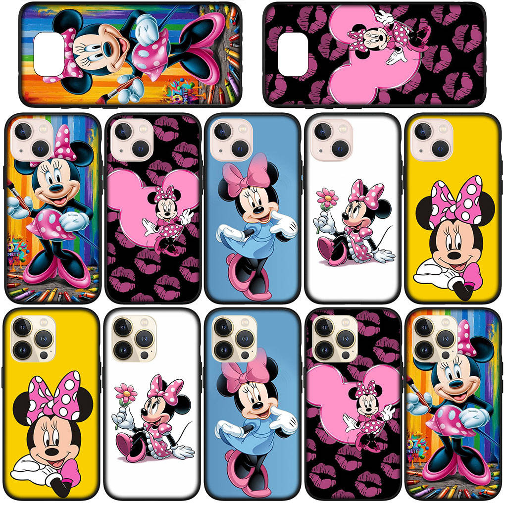 Чехол для телефона Samsung Galaxy S24 S23 iPhone 16 15 14 Xiaomi Redmi Note 13 12 11 8 Plus 10 9 Pro Max X XR A16 OPPO Huawei Minnie Cartoon Mouse Cover