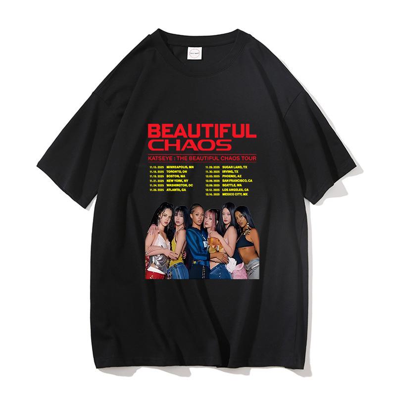 Katseye Graphic Short Sleeve T Shirt Kpop EYEKONS Fan Merch For Women Y2K Oversized Streetwear Summer Casual Top Tee