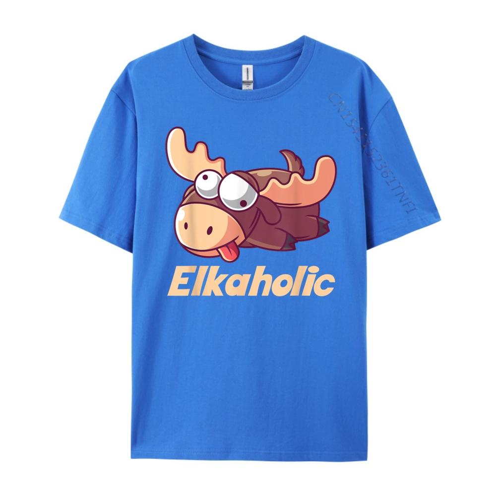 Elkaholic Alcoholic Shirt For Men Black Graphic T Shirts High Quality Mens TShirt
