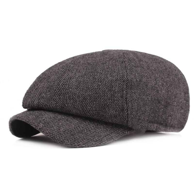 Восьмиугольная шляпа из твида «елочка» мужской берет осенне-зимняя утолщенная шляпа уличная кепка «утиный нос» шляпа для пожилого мужчины