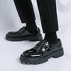Hight Quality Spring New Street Style Patent Leather Loafers For Men's Black Hombre Business Casual Height Increasing Shoes