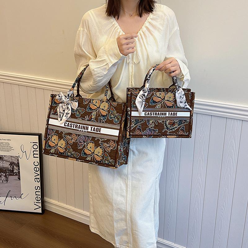 Новая высококачественная сумка-тоут контрастного цвета с бабочками, размер шелкового платка, ручная женская сумка