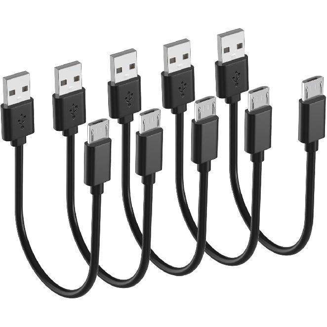 Короткий кабель Micro USB 1 фут (12 дюймов), Быстрый шнур-зарядка для Android для Samsung Galaxy, Fire Stick, Power Bank, Moto, MP3, PS4, Chromecast, Зарядка Micro USB