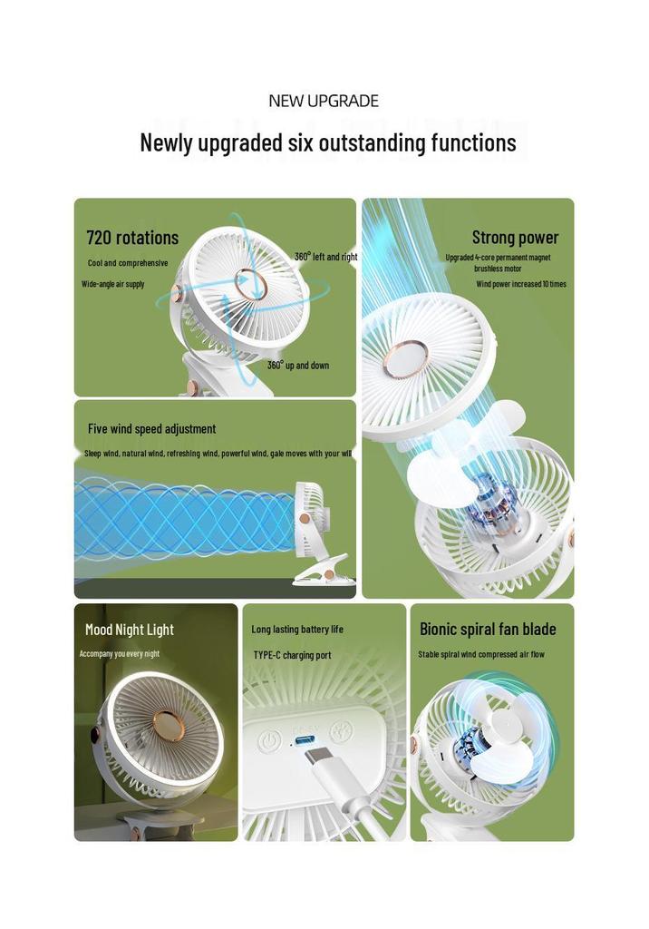 USB Rechargeable Multi-Functional Folding Fan for Dorms and Offices - Quiet and Strong Wind 2026.