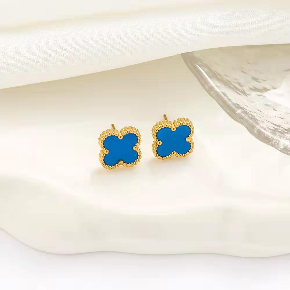 Высококачественные серьги с четырехлистным клевером, легкие роскошные модные индивидуальные серьги 18 карат, не теряют цвет