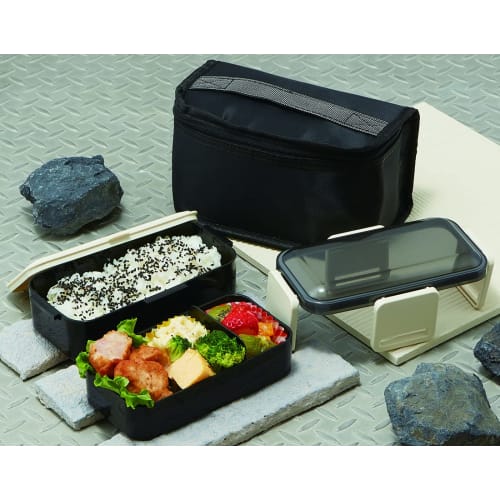 Skater Antibacterial Dishwasher Safe 2 Tier Fluffy Lunch Box Black 850ml Fluffy Dome Lid Comes with Cooling Bag Made in Japan KCPFLW9AG_573422
