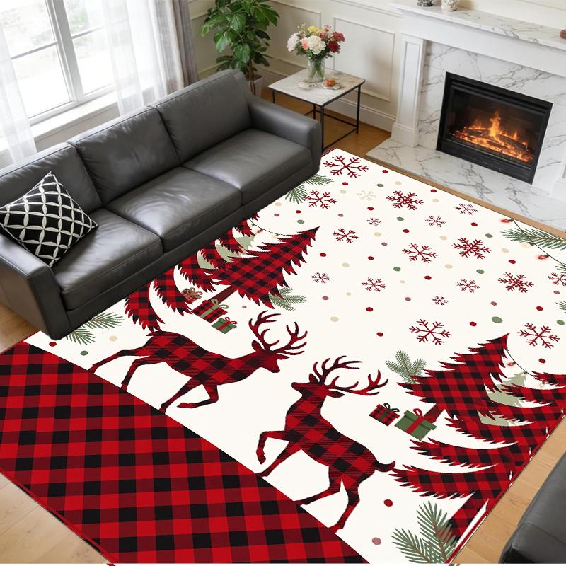 Christmas Printed Square Area Rug Soft Non Slip Floor Carpet For Bedroom Holiday Gift