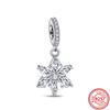 925 Sterling Copper Clear Zircon Snowflake Herbarium Sparkling Pave Beads Fit Original Pandora Charm Bracelet DIY Europe Zircon