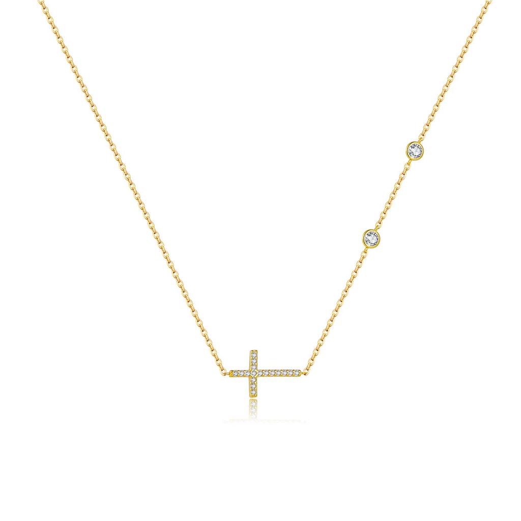 ANDYWEN Ожерелье с подвеской в ​​виде креста из 100% стерлингового серебра 925 пробы с двумя циркониями, женское роскошное классическое изысканное ювелирное изделие ко Дню святого Валентина