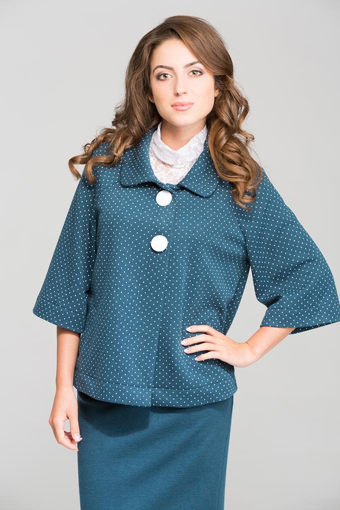 Жакет в горошек свободной модели без подкладки