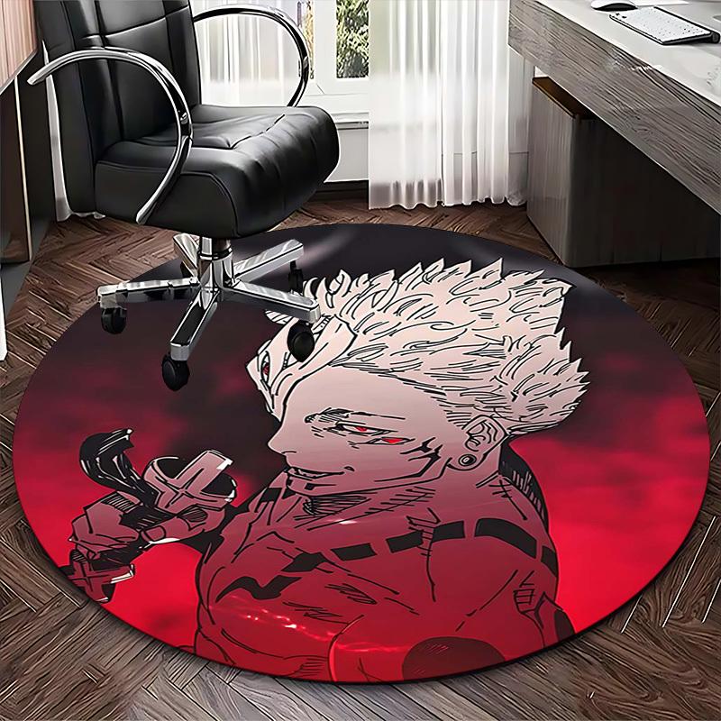 1 шт. Коврик круглый Jujutsu Kaisen Сатору Годжо - Коврик-подкладка под стул с дизайном из аниме, Нескользящий ковер для офиса, Домашний декор, Гостиной