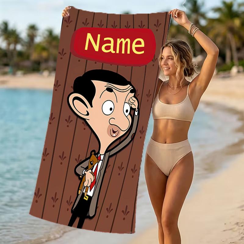 Customizable personalized beach towels Mr. Bean themed designs.Suitable for the beach, yoga, sports;ideal as beach accessories