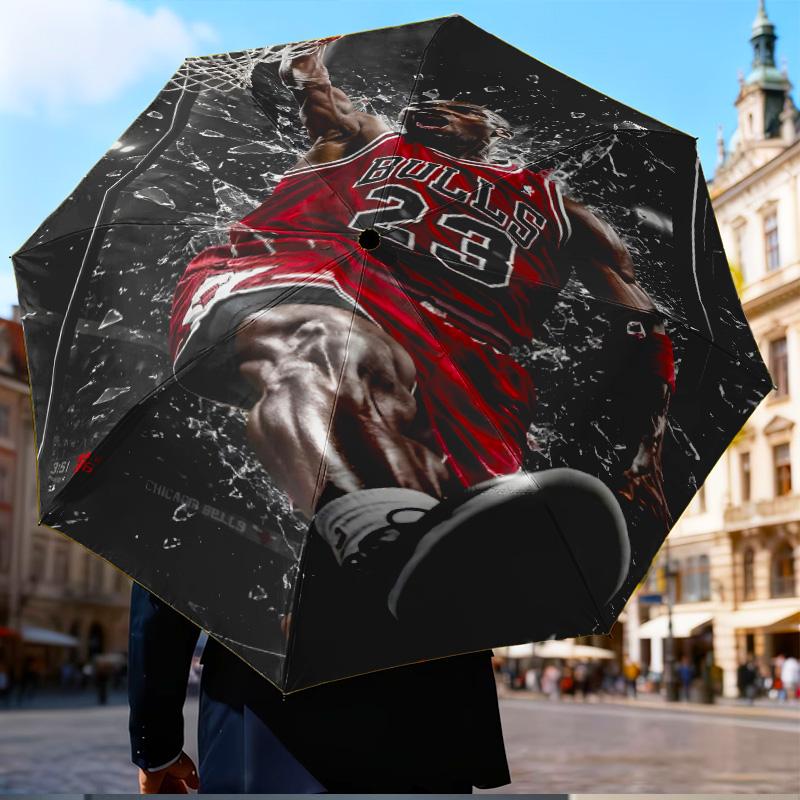 Michael basketball Artwork Printed Mini Umbrella, 5-Fold, Lightweight, Retractable Umbrella Features 8 Ribs, Ideal for Outdoor Use Fan Gifts