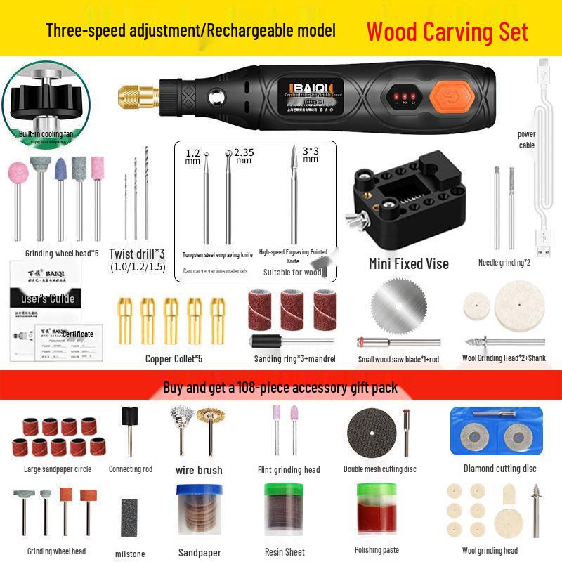 Компактная электрическая кофемолка: Ручная полировка нефрита, гравировка, резьба по дереву, мини-дрель