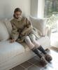 Laminez Boucle Belted Coat - Ivory