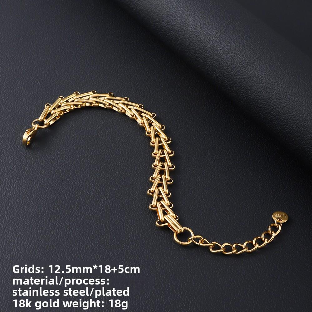 Stainless Steel Bracelet Women's Jewelry Plated with 18K Gold Non-fading Washable Men's Titanium Steel Bracelet