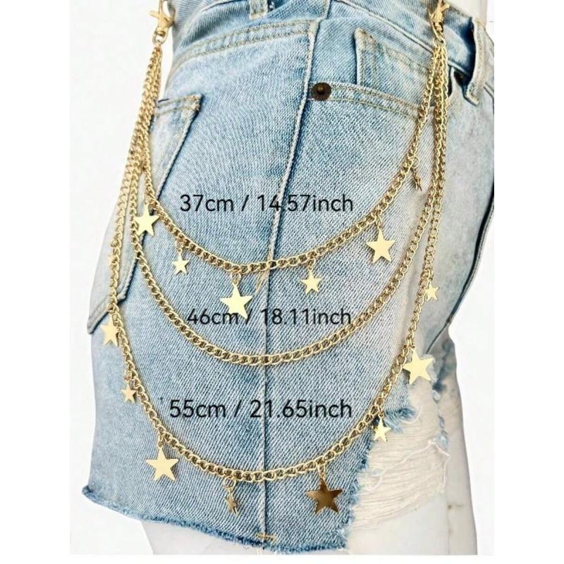 1 шт. Модная поясная цепь в панк-стиле, Двухслойная металлическая цепь, Уникальное украшение для брюк, юбок, Хип-хоп аксессуары