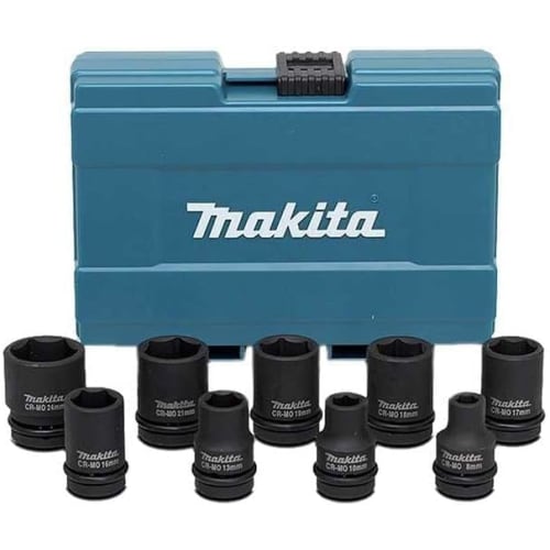 Makita D-41517 9-Piece Socket Set, 1/2-Inch (12.7mm) Drive, with Storage Case, Impact Wrench Sizes: 8, 10, 12, 13, 14, 16, 17, 19, and 21mm