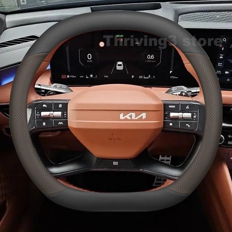 QDIM8 Leather Car Steering Wheel Cover For Kia K8 2025 2026 K4 S 2024 Covers For Covers Auto interior Kia K4 GT Line 2025 Accessories