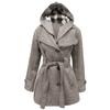Winter Coat Ladies Girls Hooded Comfortable Warm Jacket Womens Belted Elegant Plus Size Long Sleeve