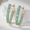 Luxury Double Oval Frosted Green Zircon Dangle Earrings Multiple Color Party Daily Statement Jewelry