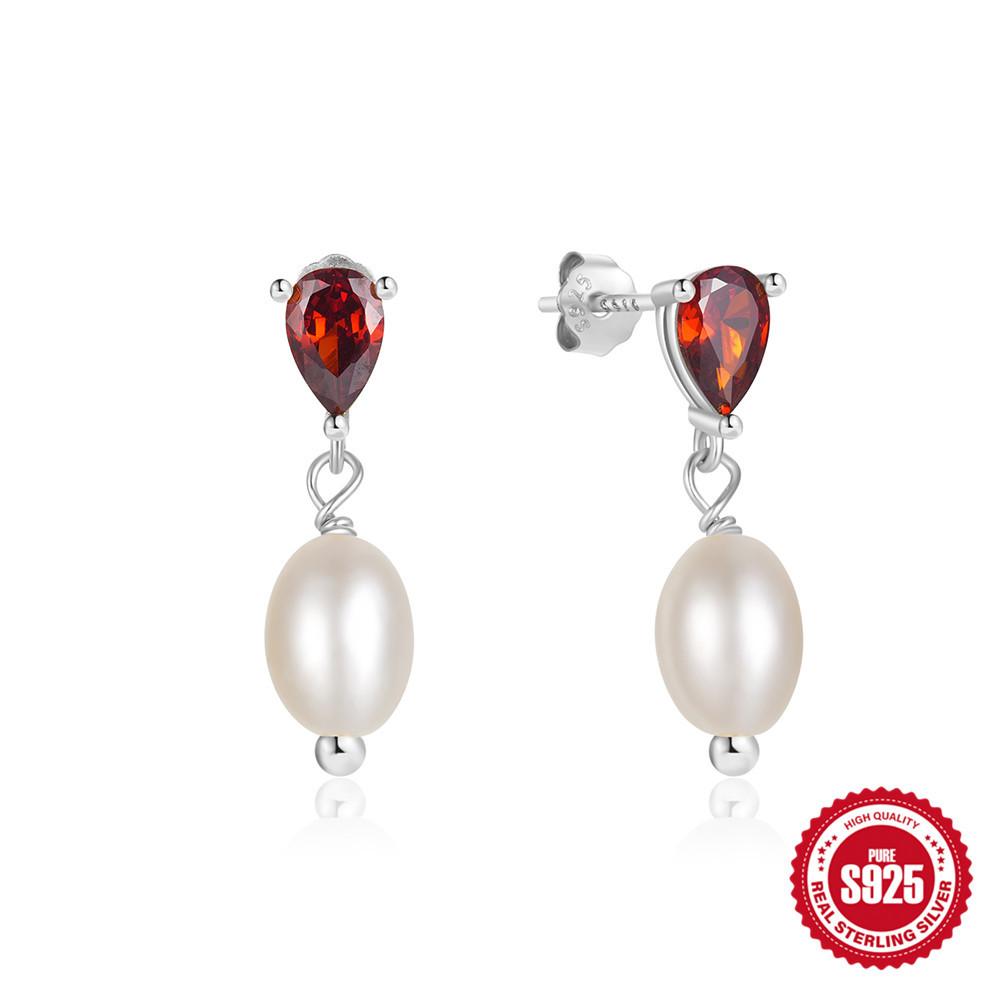Simple Pearl Zircon S925 Sterling Silver Temperament Elegant Design Earrings Earrings Pearl Earrings