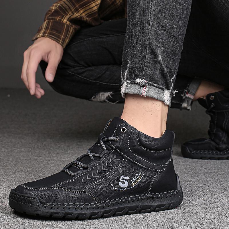 Handmade Genuine Leather Boots Comfortable Ankle Boots for Men Casual Shoes Outdoor Tooling Shoes