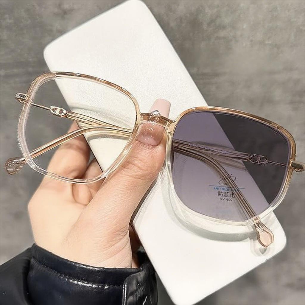 D Letter Legs Pochromic Near Sight Glasses for Women Oversized Sparkling Frame Eyewear Outdoor UV Protection Sunglasses -4.0