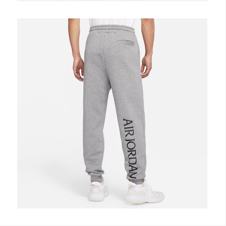 Jordan Logo Print Fleece-Lined Warm Drawstring Knit Sweatpants Men Bottoms Grey DH9503-091