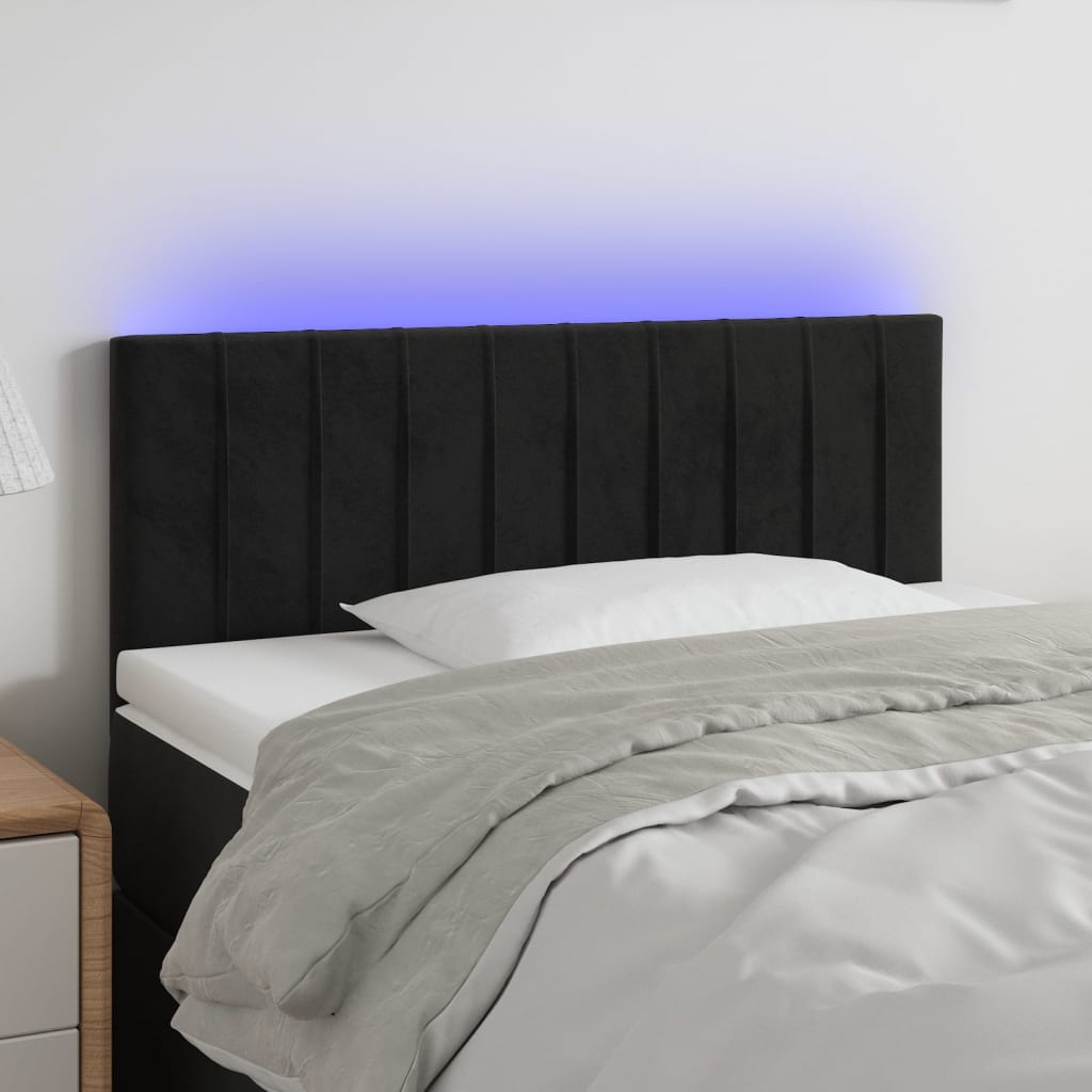 Vidaxl Zagłówek Do Łóżka Z Led, Czarny, 80X5X78/88 Cm, Aksamit