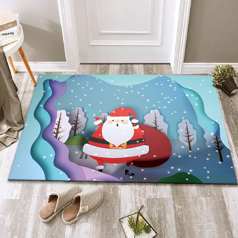 Christmas Floor Mat Festive Atmosphere Feeling Absorbent Non-slip Foot Mat Household Door Floor Mat