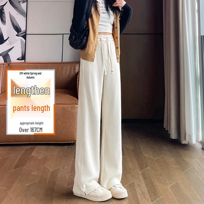 High-Waisted Fleece-Lined Wide-Leg Women's Pants for Autumn/Winter - Casual, Petite, and Straight-Leg Sports Sweatpants.