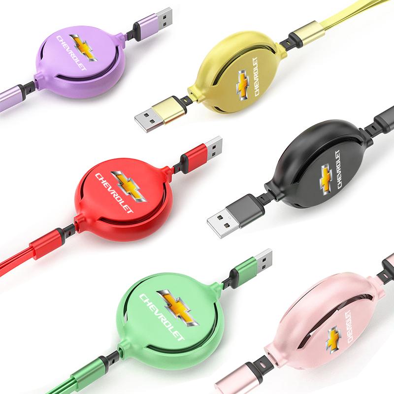 1 шт. 3-в-1 USB-кабель для зарядки в машине, выдвижной зарядный кабель для Chevrolet Sail Onix Corsa Aveo Captiva Sonic Spark S10 Tracker Trax Colorado Malibu
