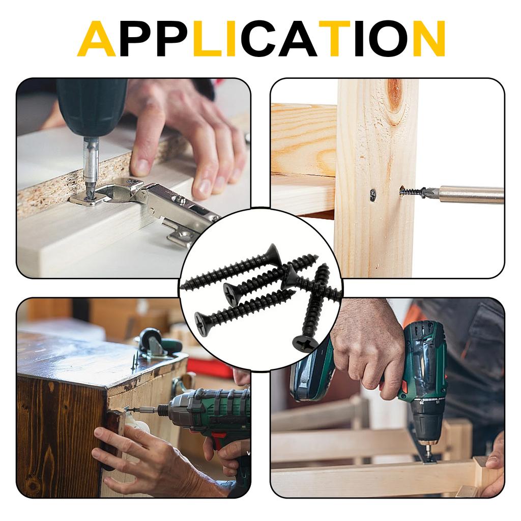 Комплект крепежных деталей из 90 шурупов с потайной головкой и крестообразным пазом для столешницы, набор саморезов M3-M3.5